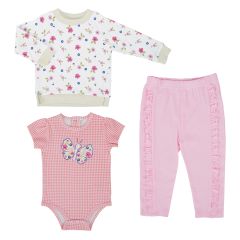 3-Piece Baby Clothing Set with Sweatshirt - Pink