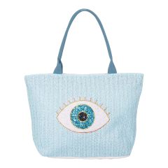 Sequined Evil Eye Tote Bag - Blue 1