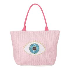 Sequined Evil Eye Tote Bag - Pink