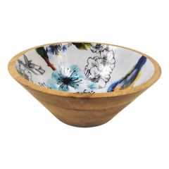 Mango Wood Decorative Bowl - Bird Print