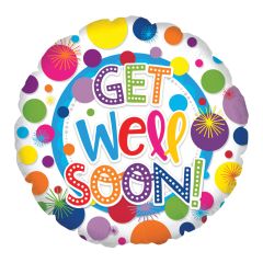 Get Well Soon Foil Balloon - Dots - Bagged