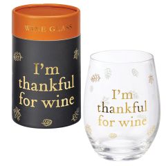 Stemless Wine Glass - I'm Thankful for Wine
