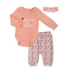 3-Piece Baby Girl Clothing Set - Grateful and Thankful