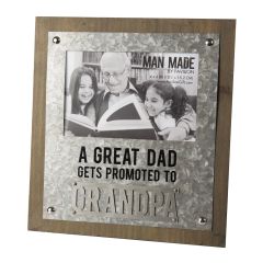 A Great Dad Gets Promoted to Grandpa Wood and Metal Picture Frame