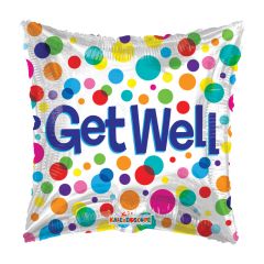 Get Well Dots Square Foil Balloon - Bagged
