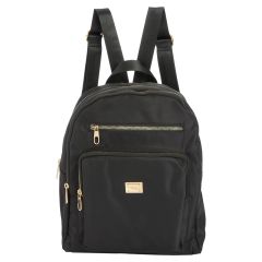Nylon Backpack With Gold Zippers - Black