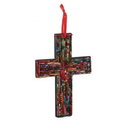 Multi-Colored Cross Made of Recycled Bangles