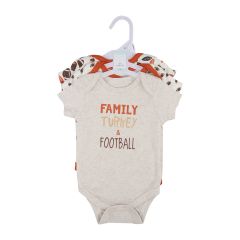 3-Pack Baby Bodysuits - Family Turkey and Football
