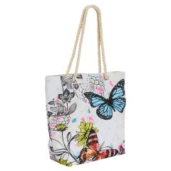 Tote Bag with Rope Handles - Floral Butterfly