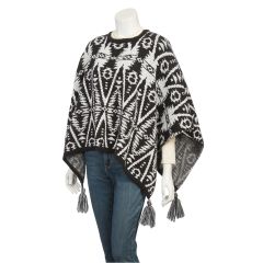 Poncho with Black and White Navajo Design