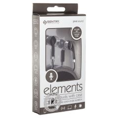 Sentry Stereo Earbuds With In-Line Mic & Case - Black