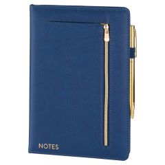 Blue Deluxe Zippered Journal and Pen Set