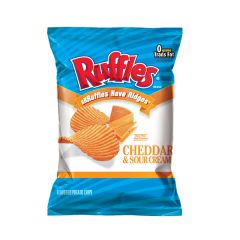 Ruffles Cheddar and Sour Cream Ridged Potato Chips - Large Single Serving Size