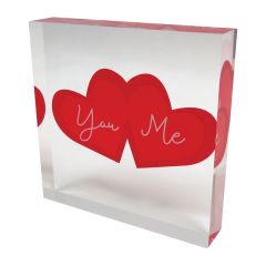 Acrylic Valentine Sign - You and Me Hearts