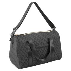 Black Quilted Tote Bag with Detachable Shoulder Strap