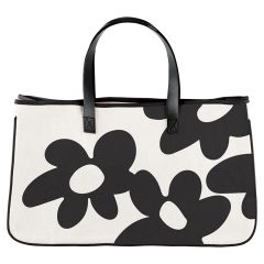 Large Canvas Tote - White and Black Floral