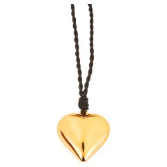 Heart Puff Necklace With Black Adustable Cord