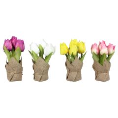Artificial Tulips in Linen Bag