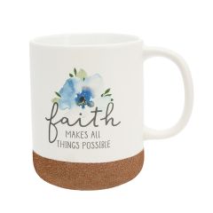 Stoneware Mug with Sandy Glazed Base - Faith Makes All Things Possible