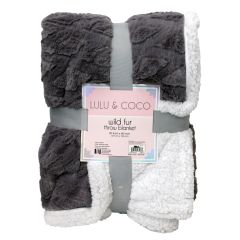 Wild Fur Sherpa Throw Blanket - Gray Assortment
