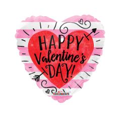 Valentine's Day Red Heart with Arrow Foil Gellibean Balloon