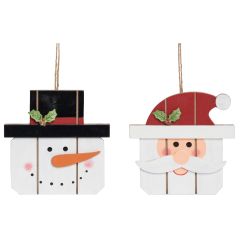 Wood Slat Santa and Snowman Ornaments