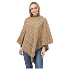 Textured Faux-Fur Poncho - Taupe