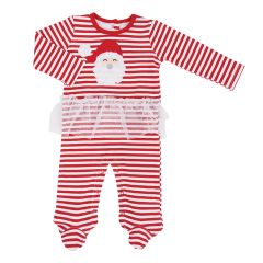 Footed Baby Coverall with Tutu - Santa
