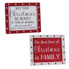 Red and White Wood Christmas Wall Signs