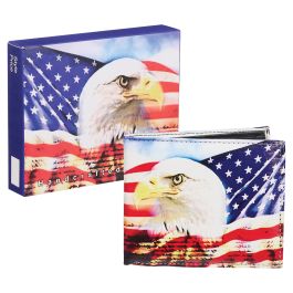 Vegan Leather Patriotic Eagle Flag Wallet