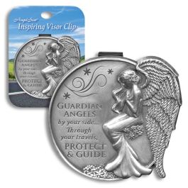 Inspirational GIFT FIREFIGHTER Fireman Protect Pewter Auto VISOR CLIP GUARDIAN Angel 