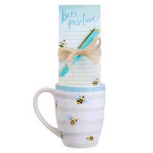 Mug With Pad & Pen Set - Bee Positive