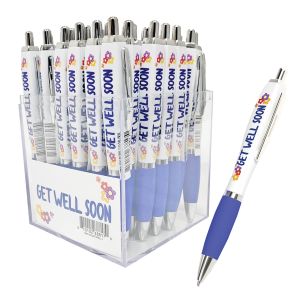 4-Sided Ballpoint Pen With Blue Grip - Get Well