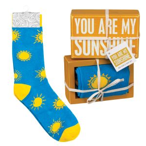 Box Sign and Sock Set - You Are My Sunshine