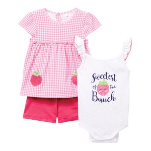 3-Piece Dress & Short Set - Pink