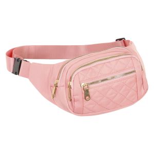 Quilted Multi-Pocket Belt Bag - Pink