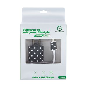 Android Cable and Wall Charger - Polka Dot