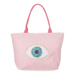 Sequined Evil Eye Tote Bag - Pink