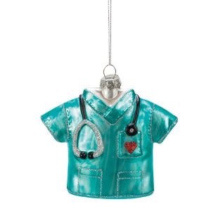 Blue Nurse Scrubs Glass Ornament