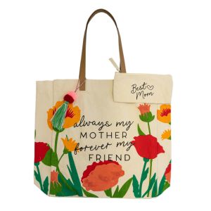 Canvas Tote Bag with Pouch - Always My Mother Forever My Friend