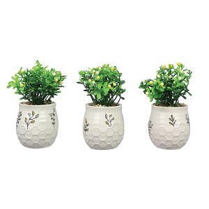 Ceramic Honeycomb Planters with Artificial Floral Plants