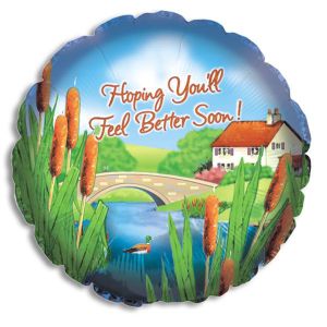Hope You Feel Better Soon Cattails Foil Balloon - Bagged