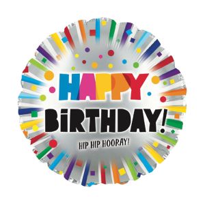 Happy Birthday Hip Hip Hooray Foil Balloon - Bagged