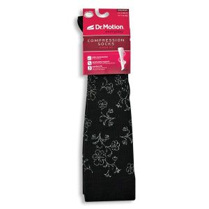 Women's Knee-Hi Compression Socks - Black Foral