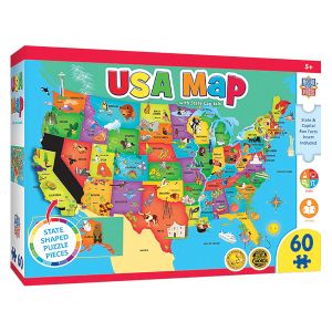 60-Piece USA Map Jigsaw Puzzle with State Pieces