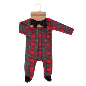 2-Piece Baby Coverall Set - Holiday Plaid