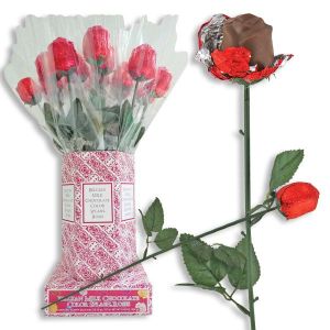 Foil Wrapped Belgian Milk Chocolate Roses - Red