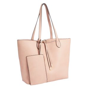 Vegan Leather Two-in-One Tote Set - Pink