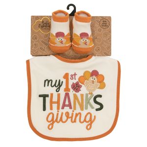 Thanksgiving Bib and Socks Set - 1st Thanksgiving For Boy