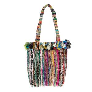 Hand-Braided Tote Bag with Fringe Accents